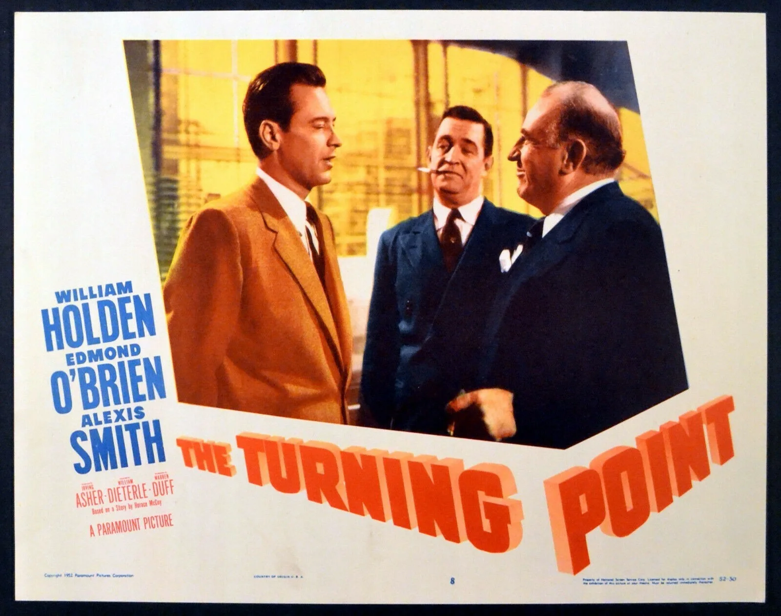 TURNING POINT 1952 William Holden, Edmond O'Brien, Alexis Smith 3 LOBBY CARDS, image 3