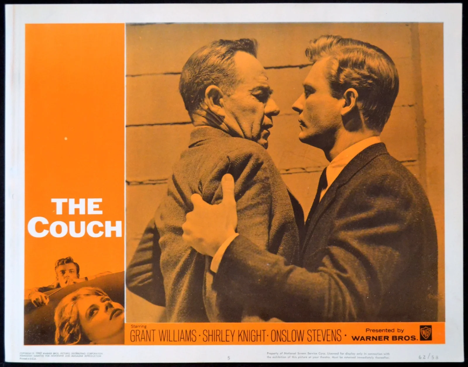 COUCH 1962 Grant Williams, Shirley Knight, Onslow Stevens 6 LOBBY CARDS, изображение 3