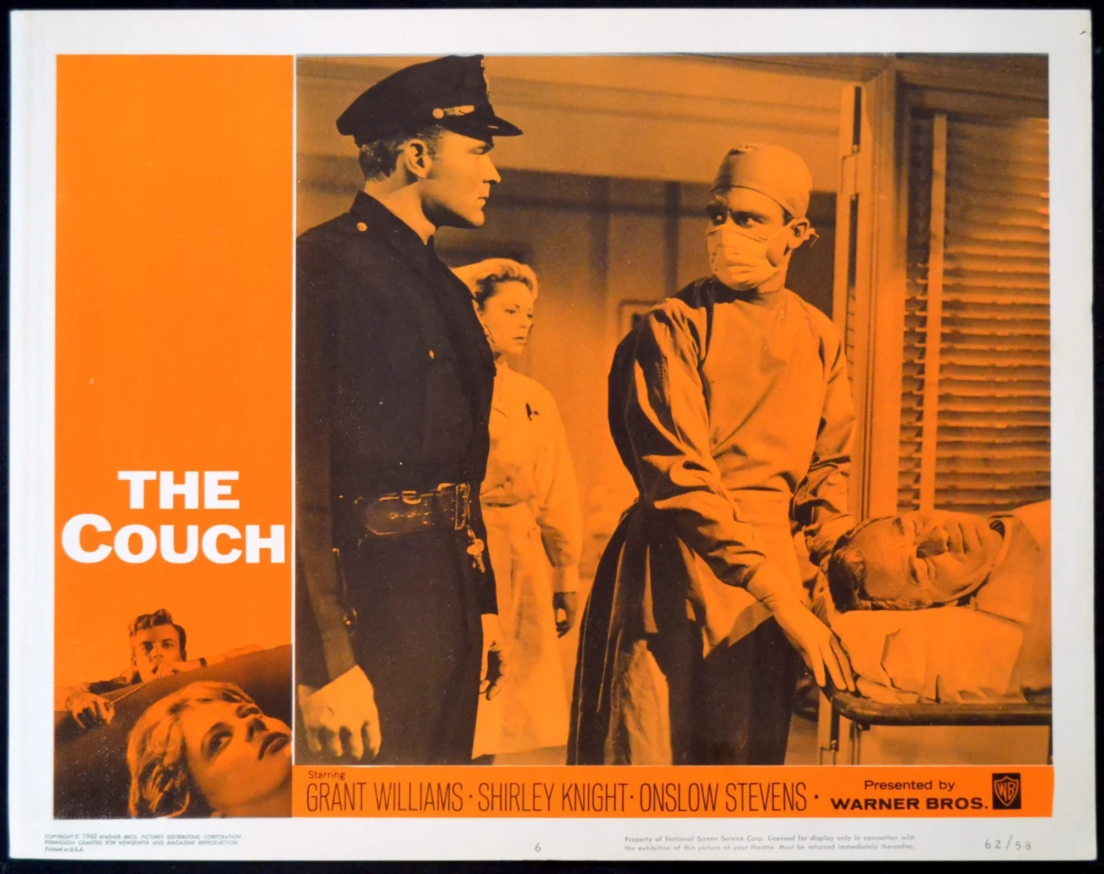 COUCH 1962 Grant Williams, Shirley Knight, Onslow Stevens 6 LOBBY CARDS, изображение 4