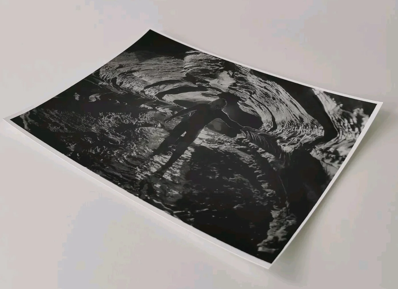 Ogof Clogwyn Vintage Black & White 10x7.5 Photograph - South Wales Cave Climbing, изображение 2