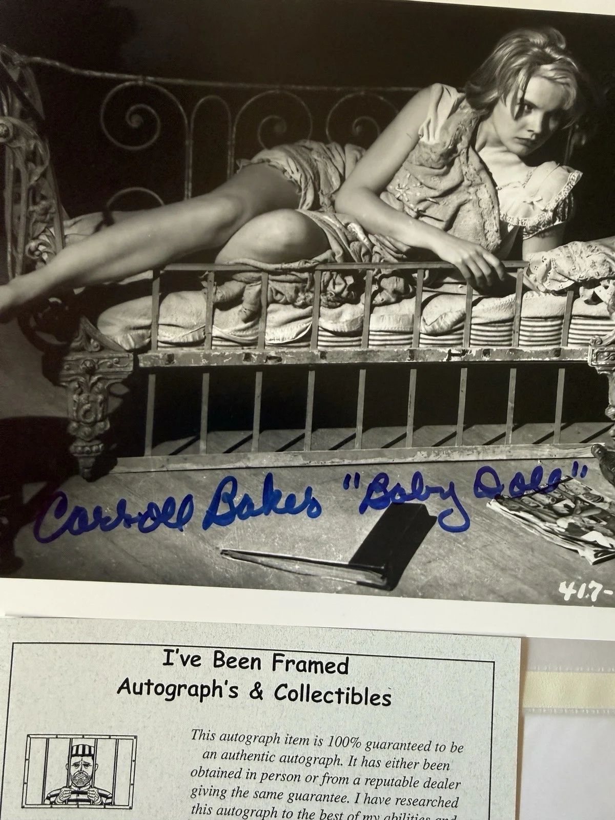Carroll Baker — Carroll Baker Baby Doll 1956 Signed Photograph w/ COA & Stamp, изображение 2