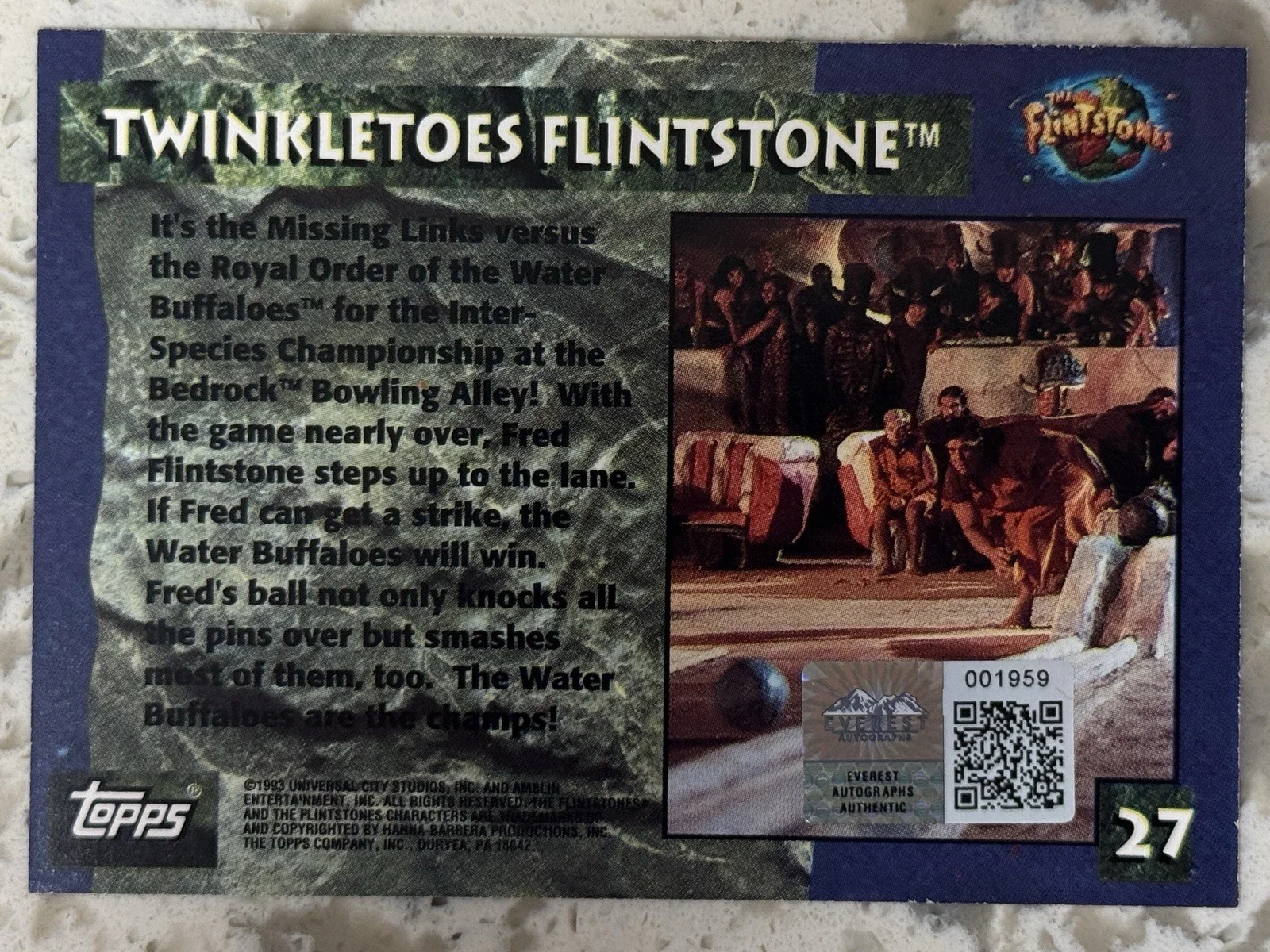 John Goodman — Topps Twinkletoes Flintstone Signed By John Goodman Everest COA Fred Flintstone, image 3
