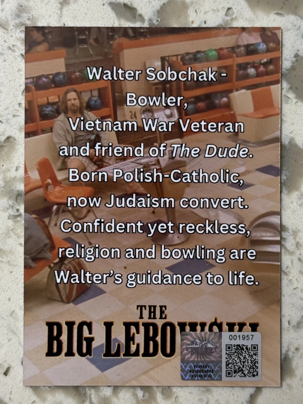 John Goodman — John Goodman Signed Walter Sobchak Custom Trading Card Big Lebowski Everest COA, image 3
