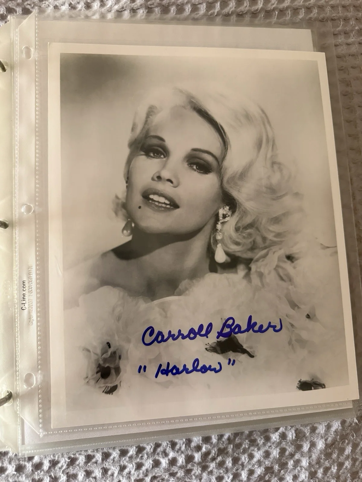 Carroll Baker — CARROLL BAKER Autograph Signed 8X10 B&W Photo As HARLOW 1965 w/ COA and Stamp