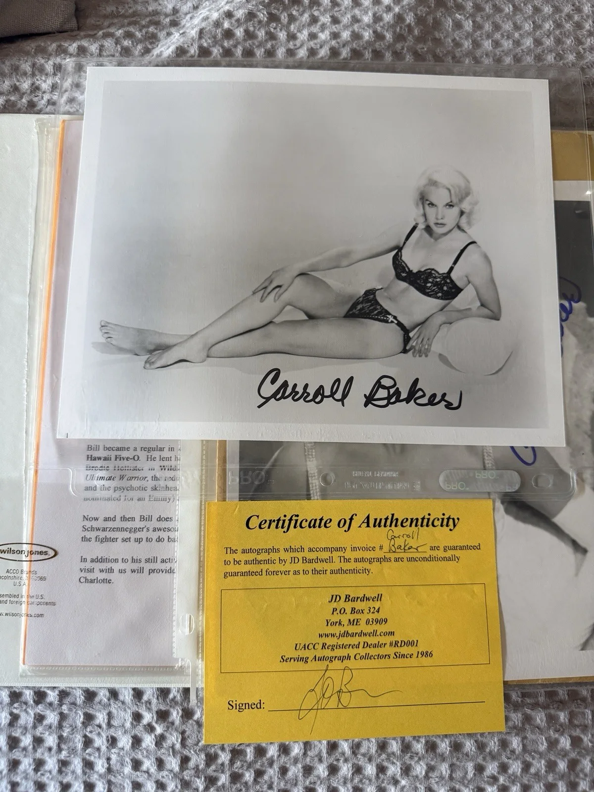 Carroll Baker — Carroll Baker in Lingerie Autographed 8x10 B&W Photo