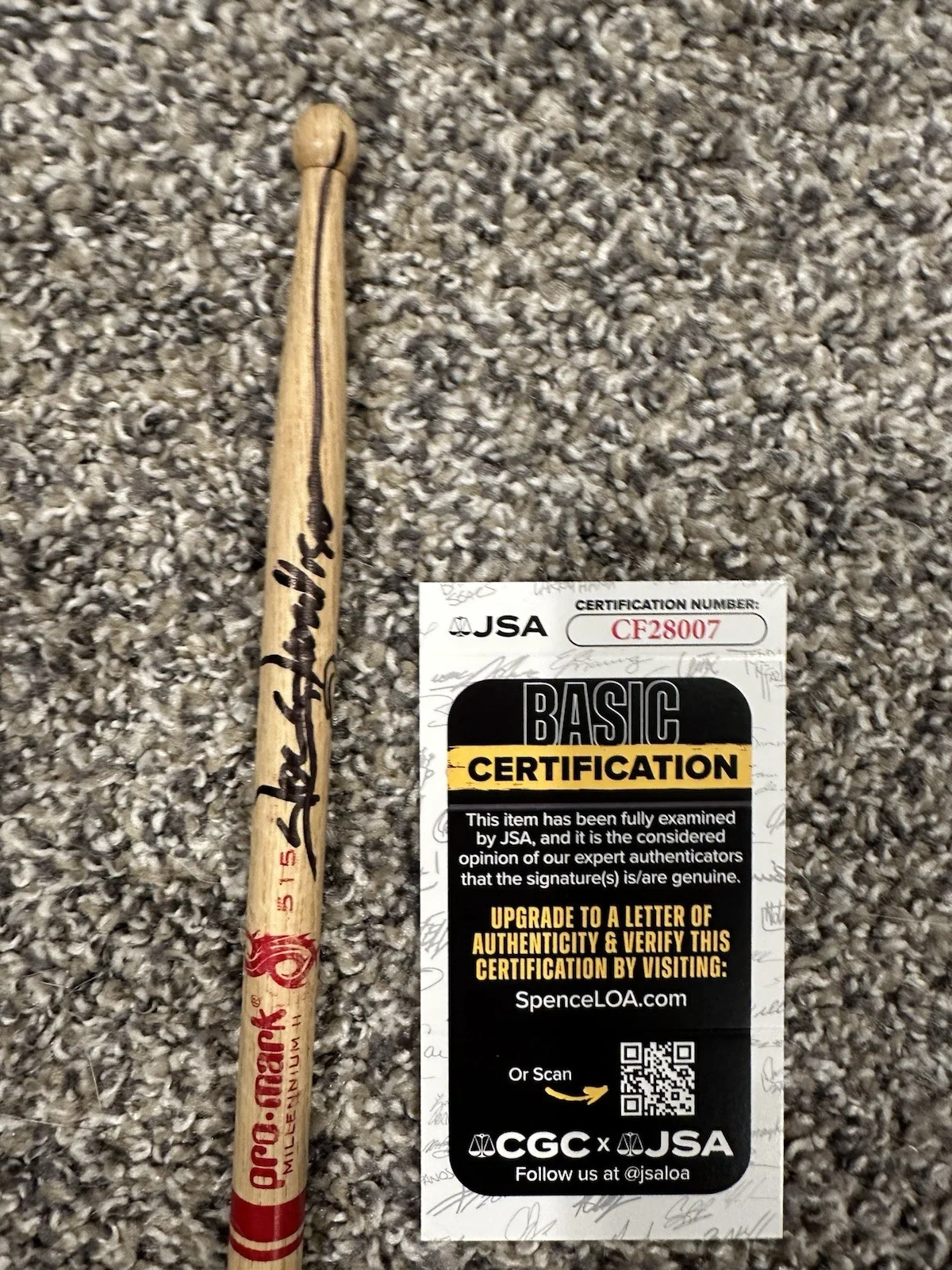 Joey Jordison Signed Drumstick, image 2