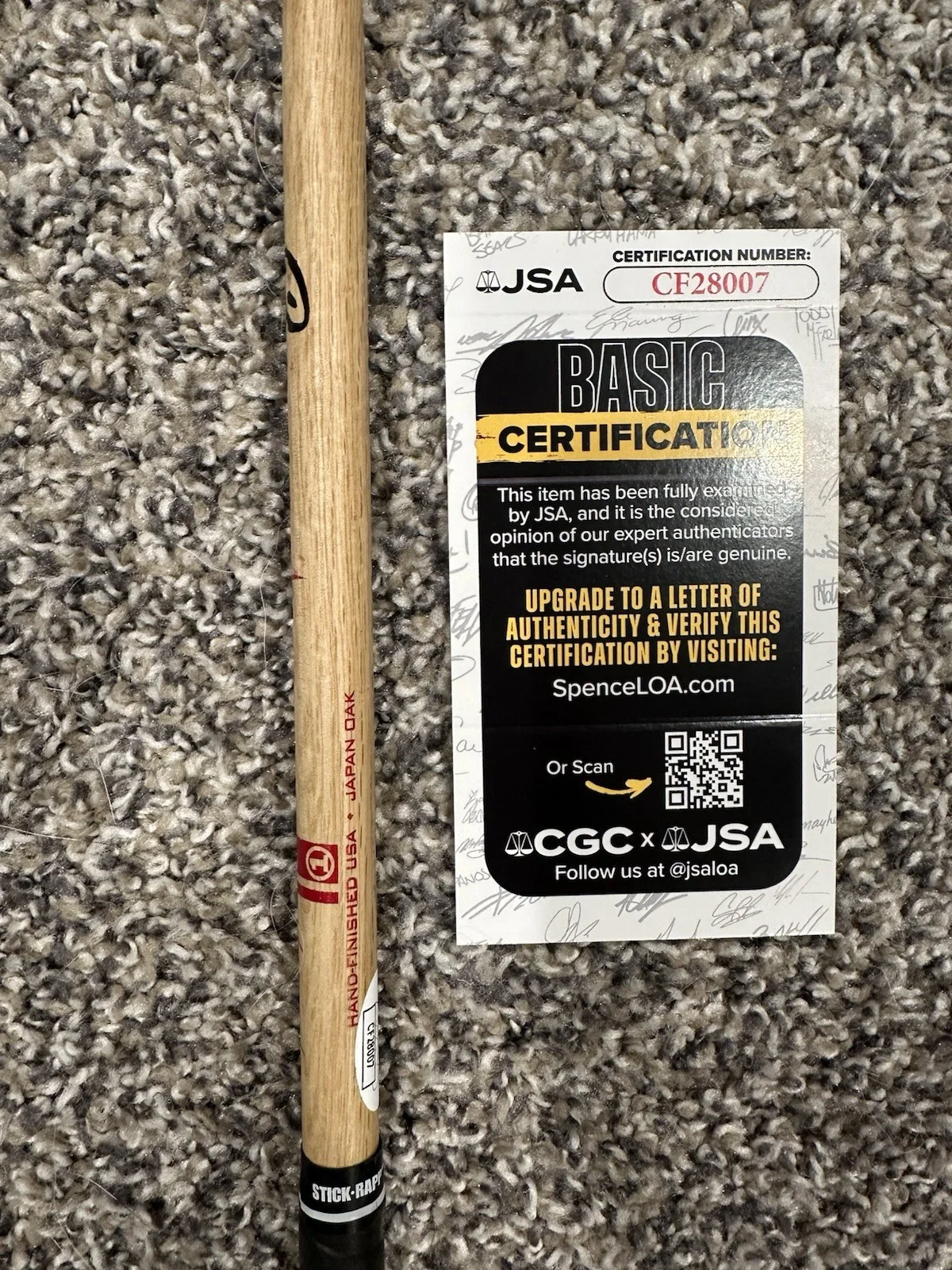 Joey Jordison Signed Drumstick, image 3