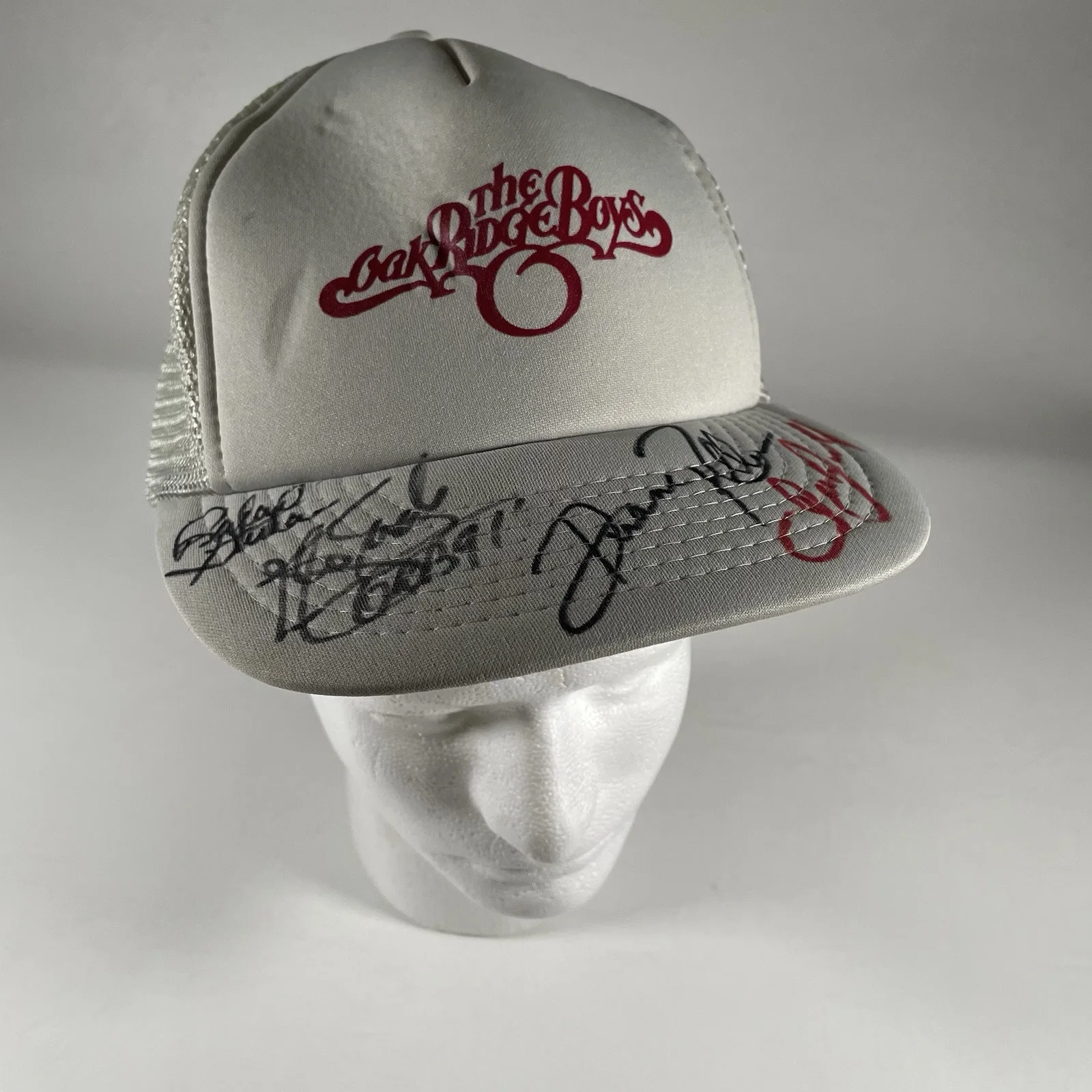 Vtg The Oak Ridge Boys Signed Trucker Hat Snapback Cap Band Autographed Music, image 2