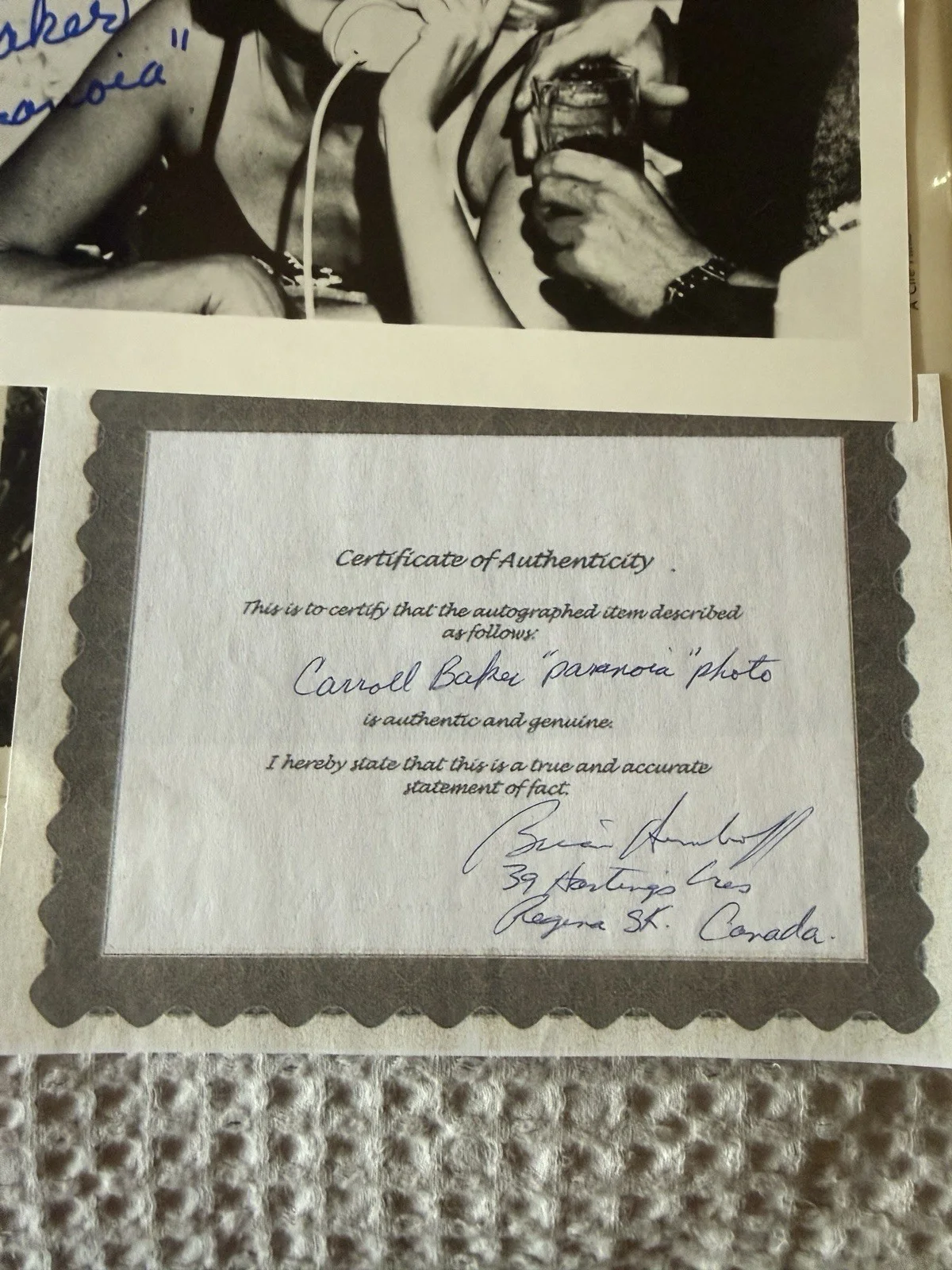 Carroll Baker — Carroll Baker COA Signed 8x10 B&W Photograph Autograph, изображение 4