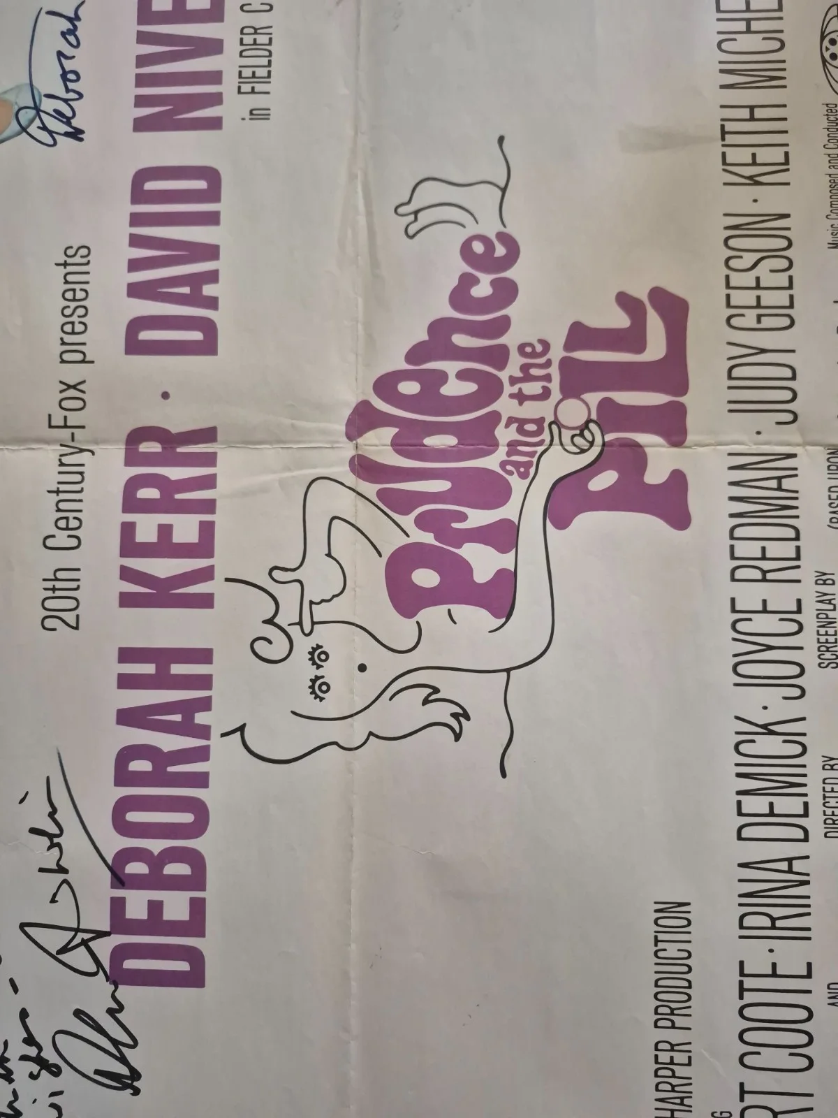 DAVID NIVEN DEBORAH KERR — CAST SIGNED PRUDENCE & THE PILL-MOVIE POSTER- vintage-w/COA ekim, изображение 3