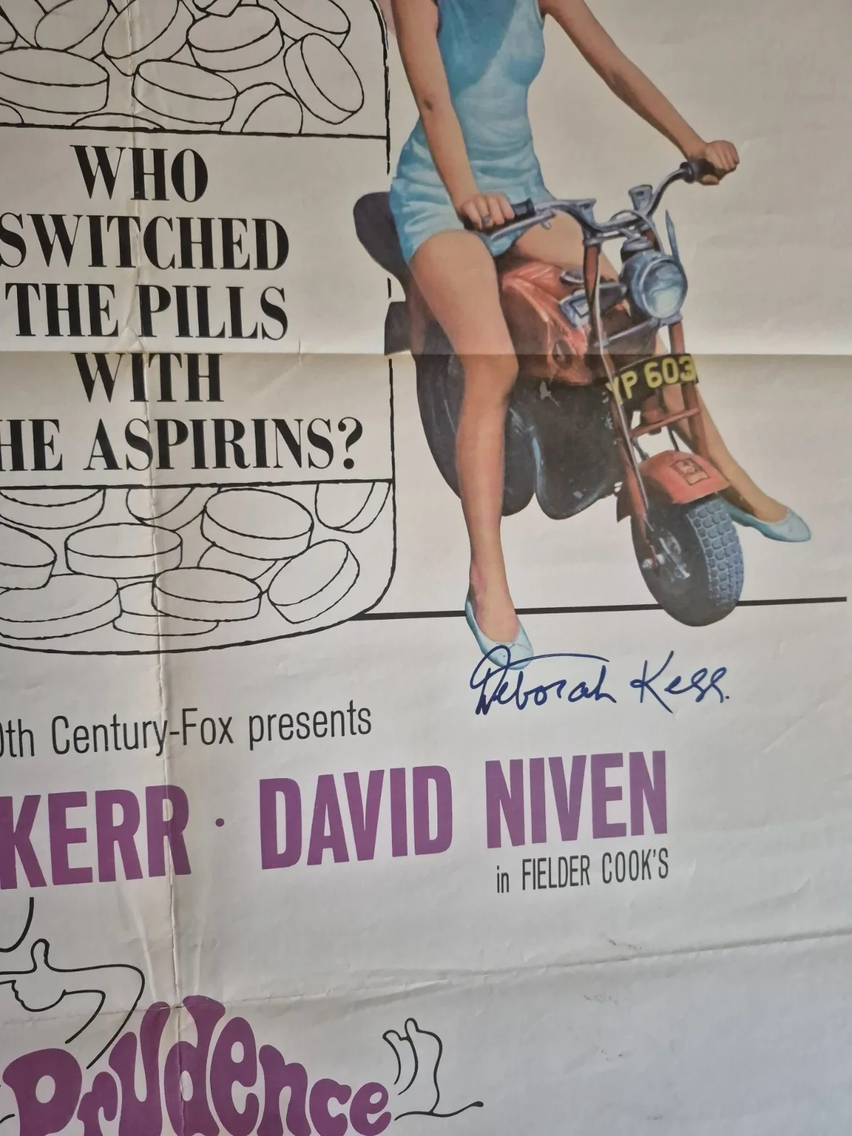 DAVID NIVEN DEBORAH KERR — CAST SIGNED PRUDENCE & THE PILL-MOVIE POSTER- vintage-w/COA ekim, изображение 4