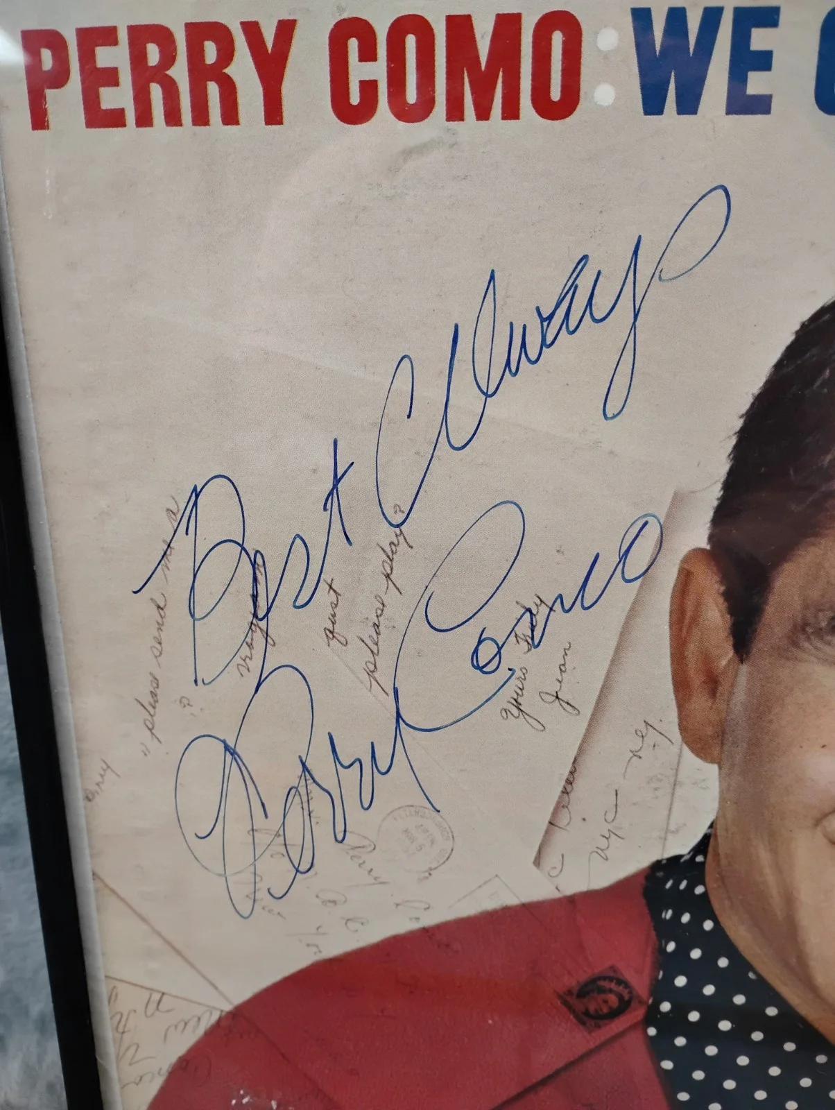 Perry Como Signed LP “We Get Letters” Framed Display 13x13 Bold Autograph RCA 57, image 2