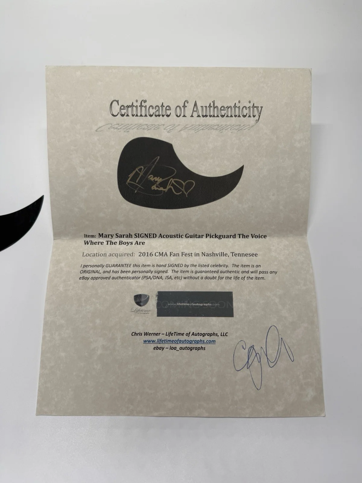 Mary Sarah Signed Guitar Pickguard Autograph The Voice Country Singer COA, изображение 2