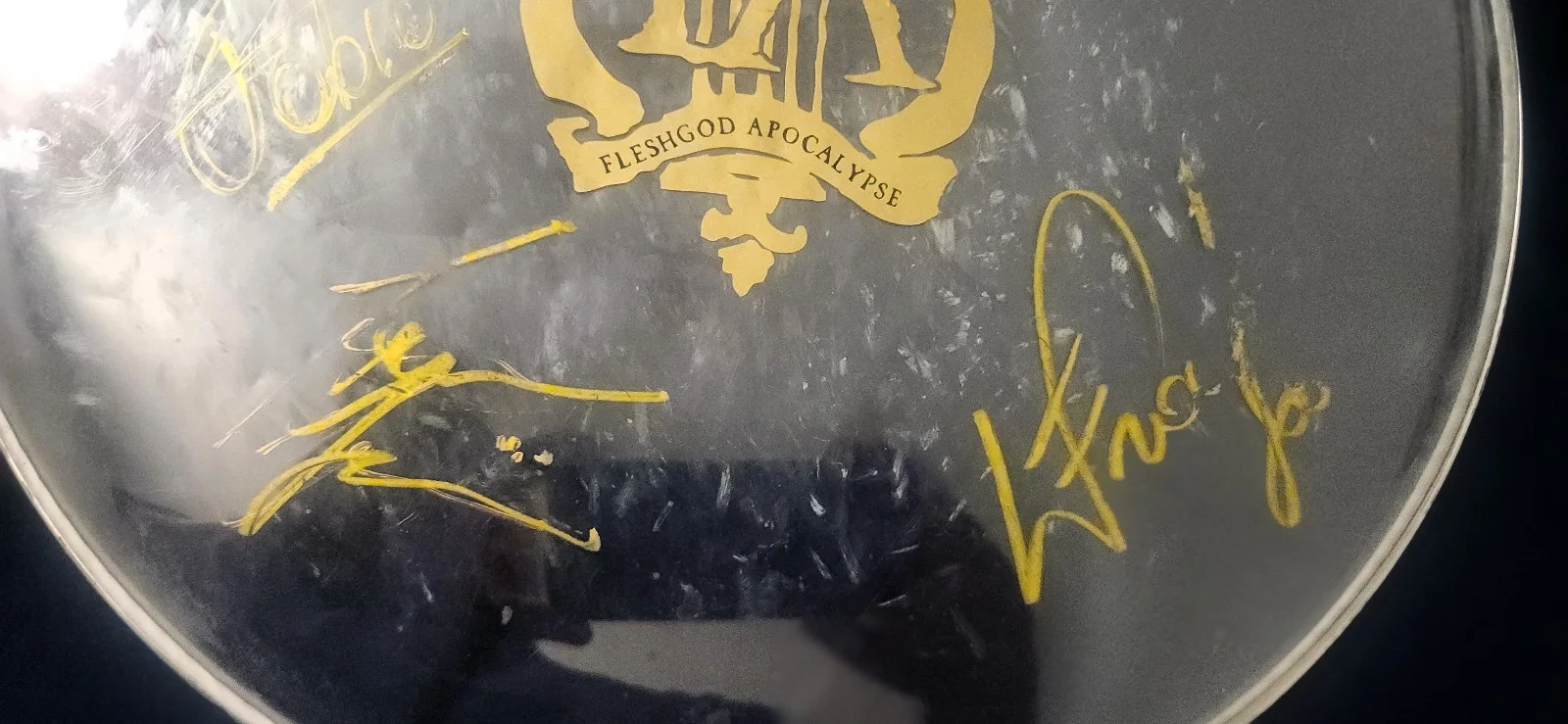 Fleshgod Apocalypse Drumhead Signed by Band Eugene Ryabchenko Archspire Slayer, image 3