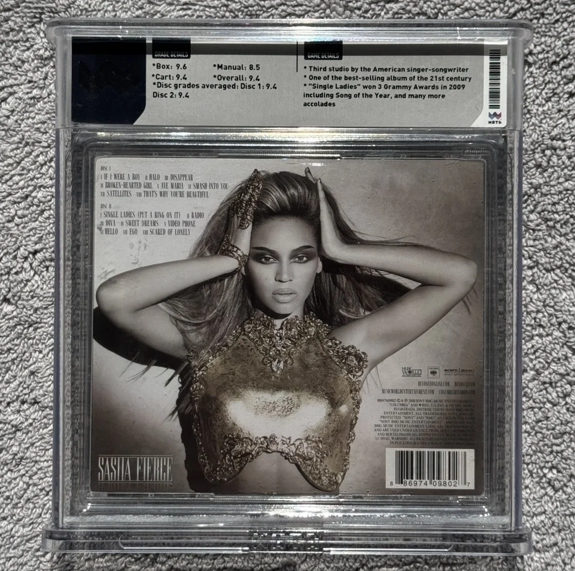 BEYONCE Signed I Am Sasha Fierce CD PSA/DNA Certified WATA 9.4 A Graded 1/1 RARE, image 2