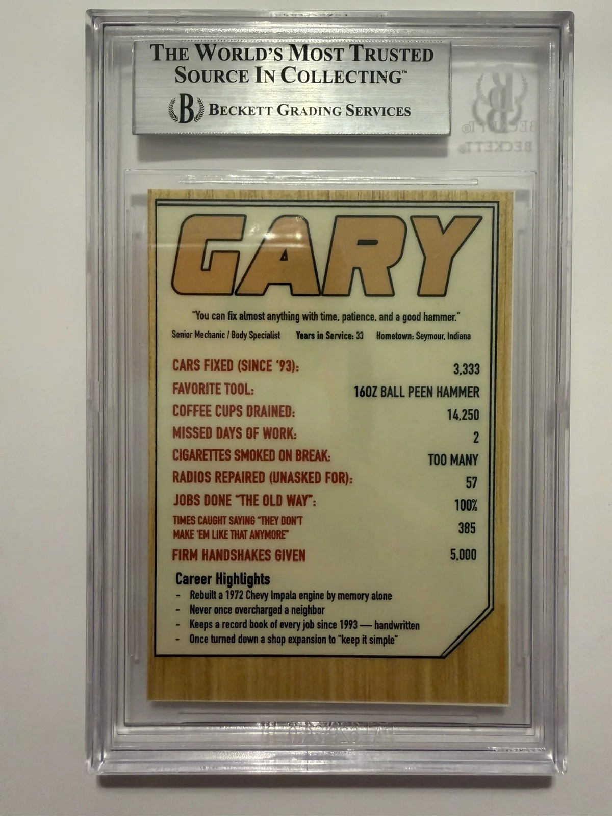 Stephen Wilson Jr Signed “GARY” Baseball Card Tour Merch Beckett Authentication, image 2
