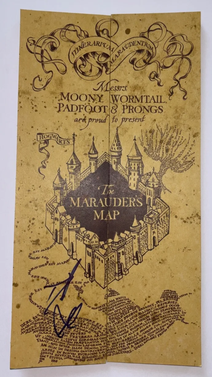 DANIEL RADCLIFFE SIGNED HARRY POTTER THE MARAUDERS MAP REPLICA MOVIE PROP BAS A, image 3
