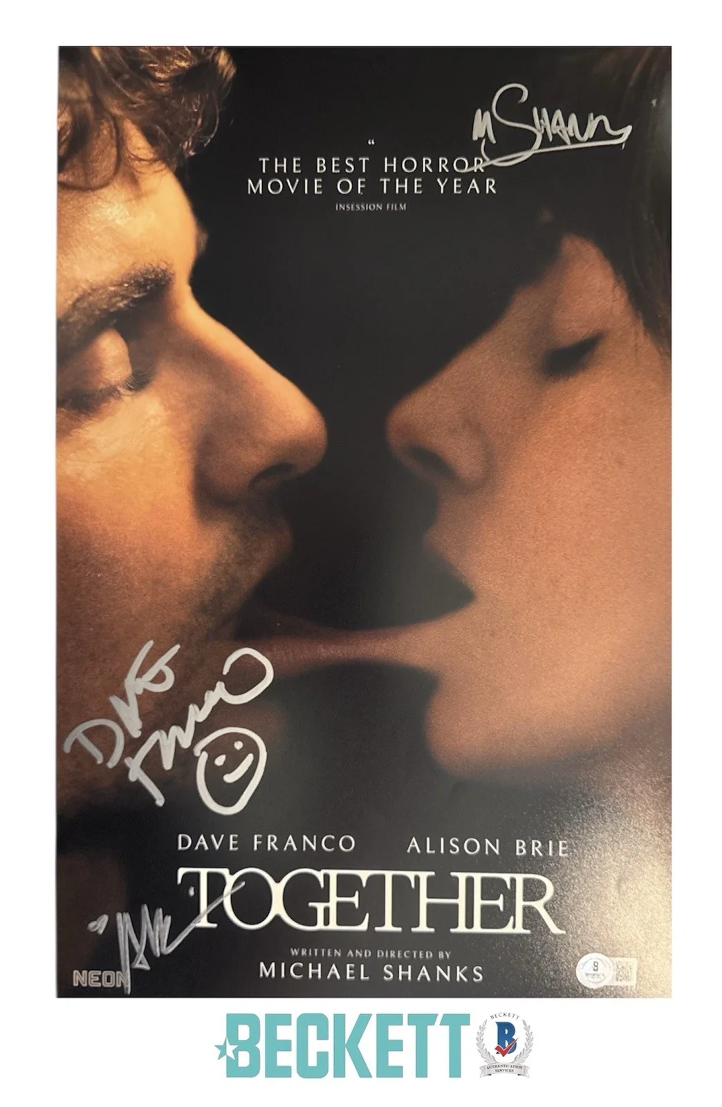 Alison Brie Dave Franco Michael Shanks — Alison Brie Dave Franco Michael Shanks Signed 11x17 Together Photo Beckett COA
