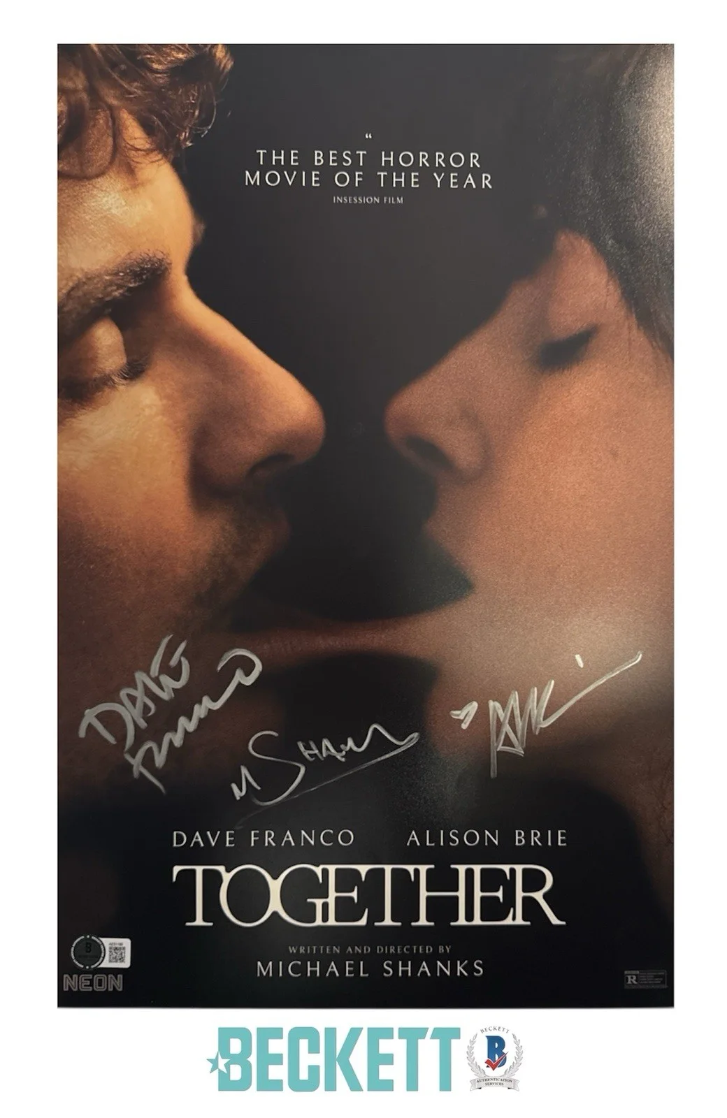 Alison Brie Dave Franco Michael Shanks — Alison Brie Dave Franco Michael Shanks Signed 11x17 Together Photo Beckett COA
