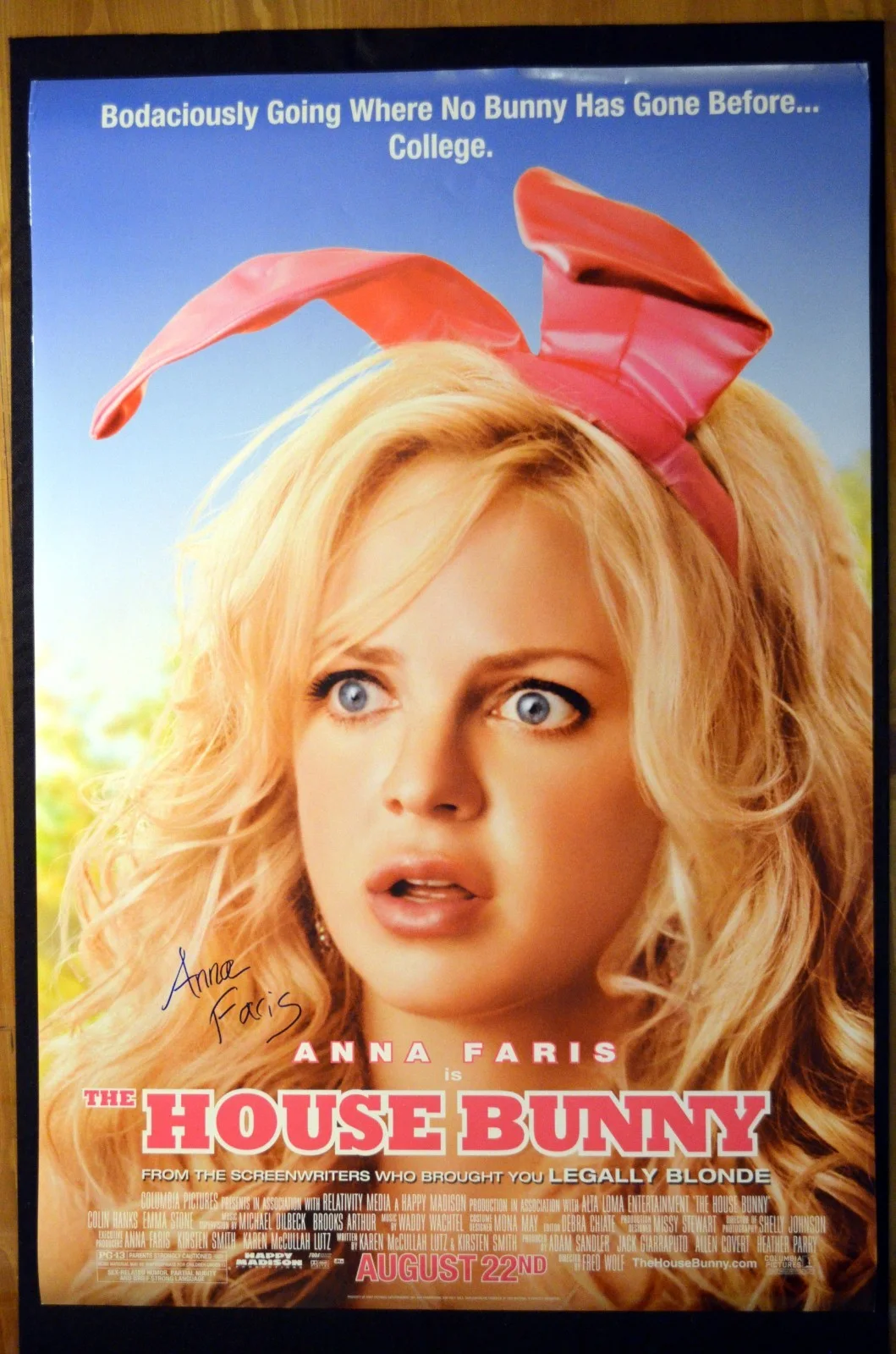 Anna Faris — ANNA FARIS SIGNED 27x40" 1SHT POSTER HOUSE BUNNY BAS BECKETT COA AUTHENTICATED, image 2