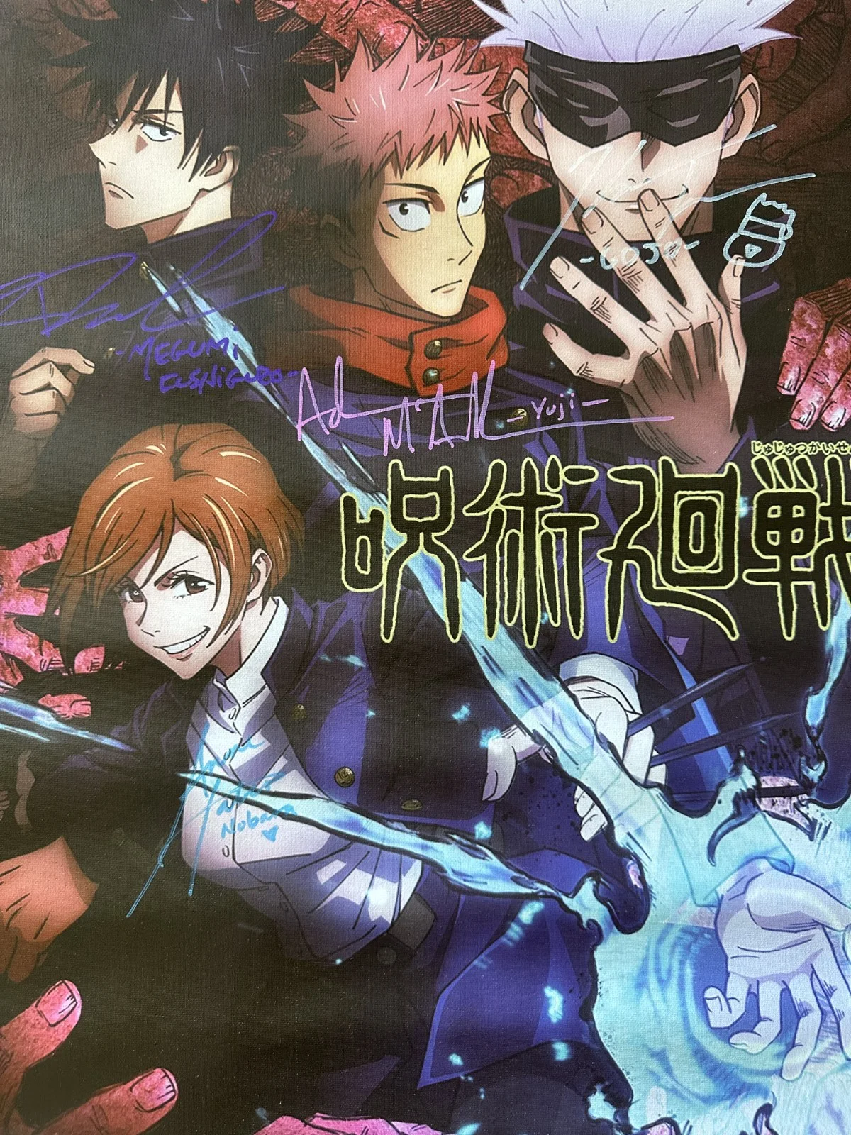 Jujutsu Kaisen Cast Signed 16 x 24 Canvas Poster - Yuji, Gojo, Nobara, Megumi, изображение 2