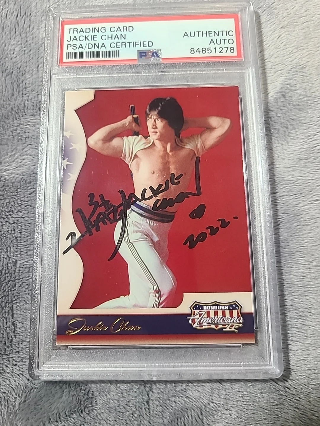 Jackie Chan Signed Trading Card *Rare* 2008 Donruss Americana PSA Rookie card, изображение 4