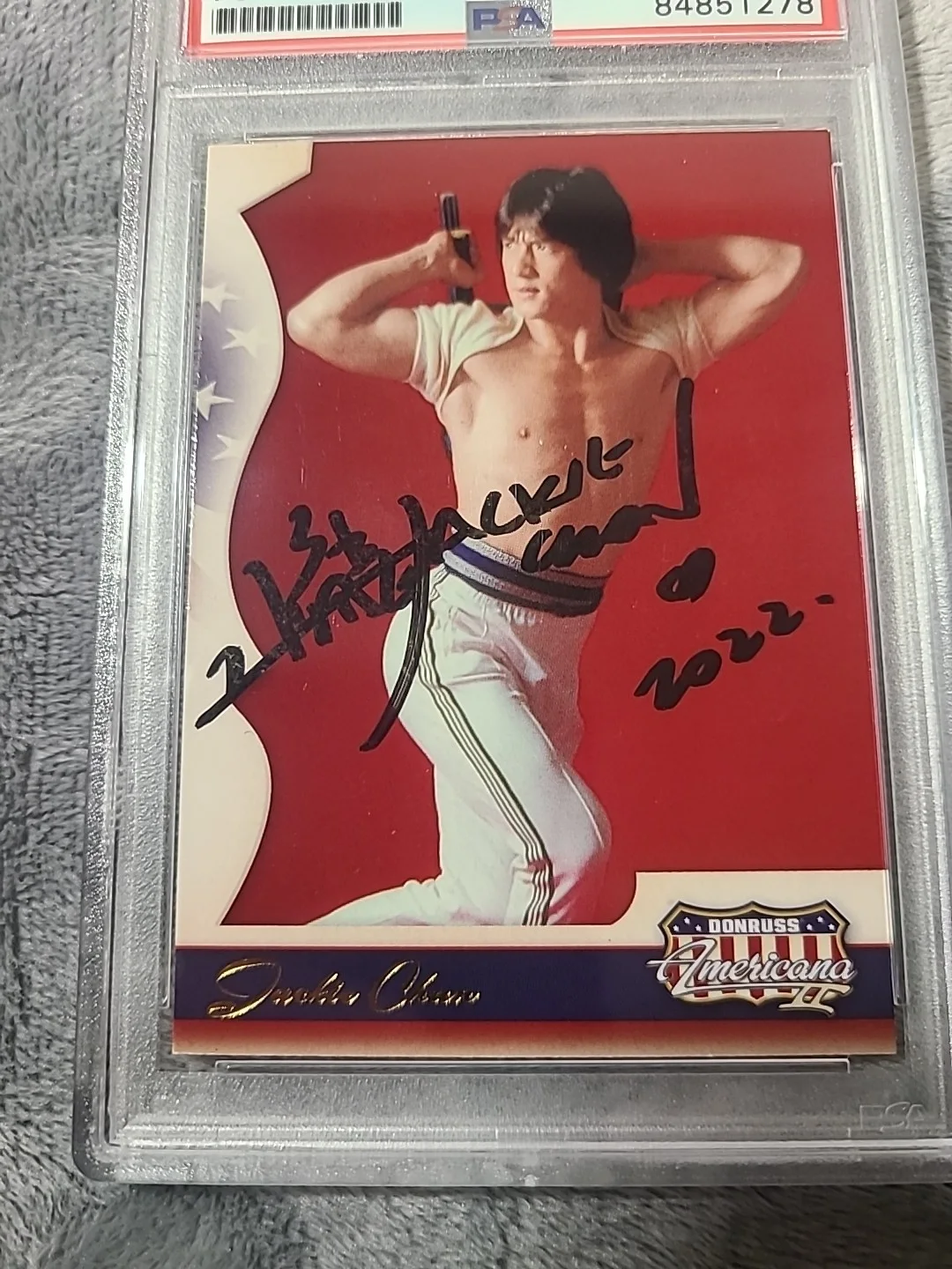 Jackie Chan Signed Trading Card *Rare* 2008 Donruss Americana PSA Rookie card, изображение 5