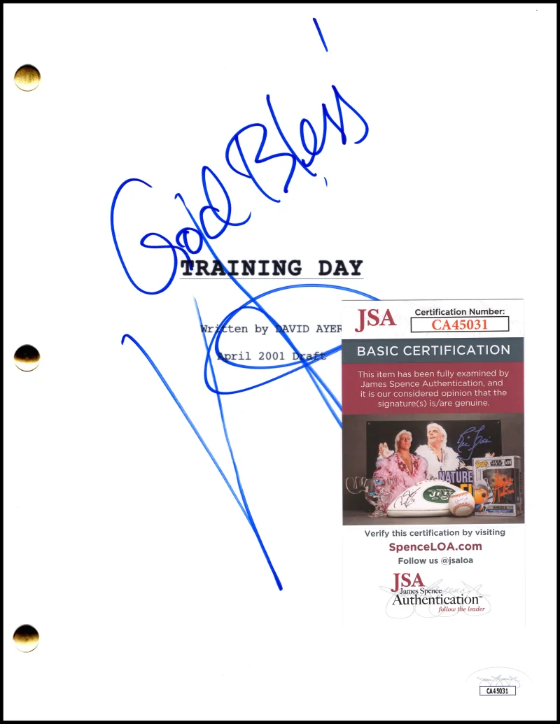 Denzel Washington — Denzel Washington Signed Autograph Training Day Movie Script Screenplay JSA COA, image 2