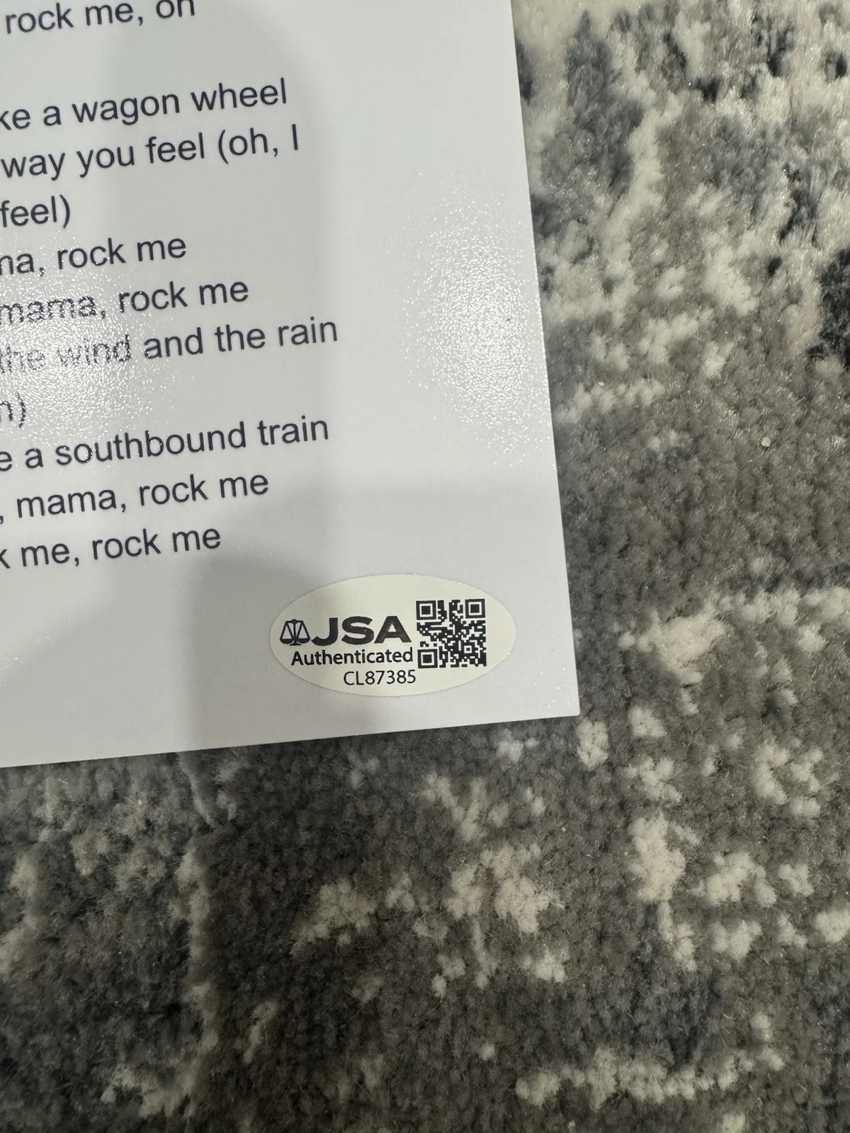 Darius Rucker Signed Autographed Lyric Sheet Wagon Wheel Country Music JSA COA, изображение 2