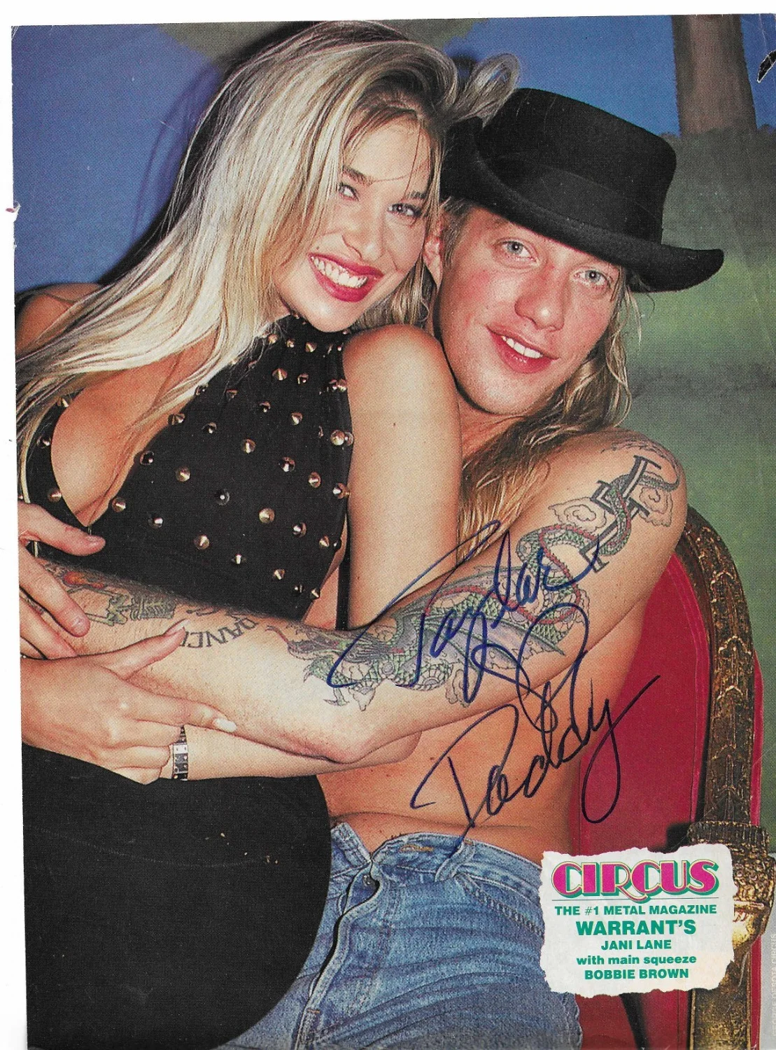 WARRANT band REAL hand SIGNED pair set of mag pinup photos Jani Lane +2 COA, изображение 2