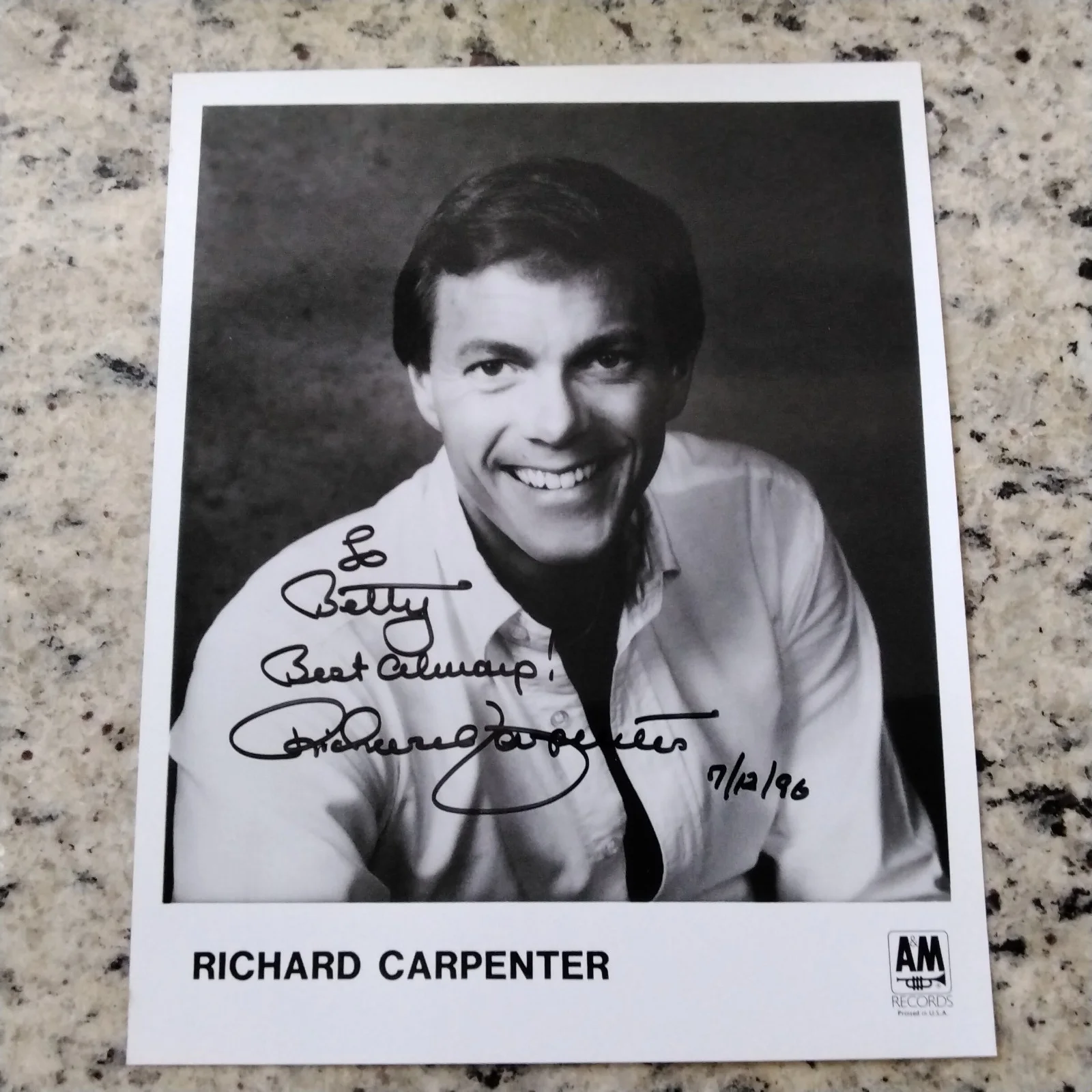 Richard Carpenter SIGNED 1986 Photo 70s Duo Karen Close to You We've Just Begun, изображение 2