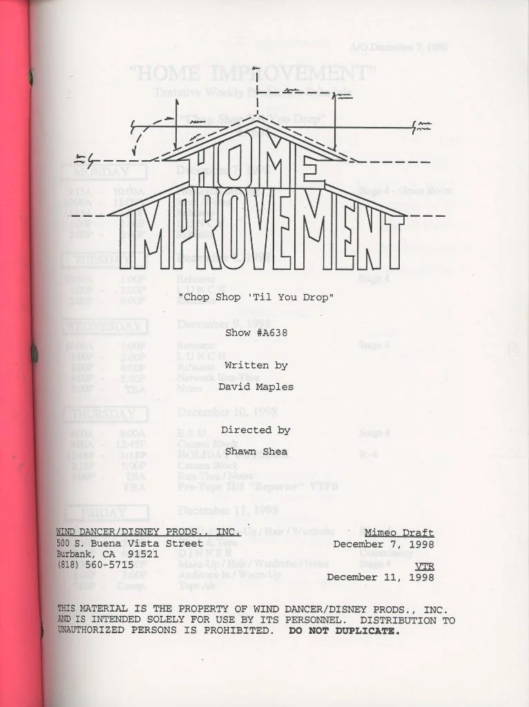 Home Improvent Cast x7 — HOME IMPROVEMENT original cast signed script w/7 autographs - PSA/DNA certified, image 2