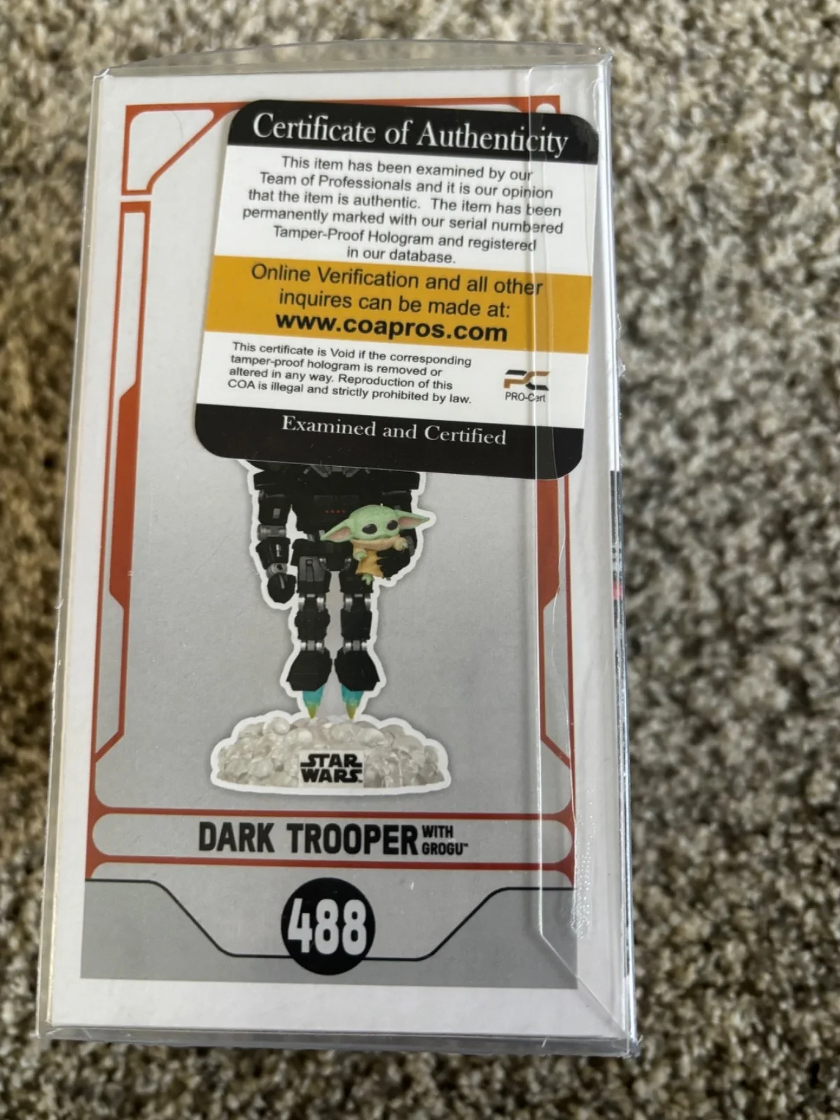John Favreau — John Favreau Star Wars Dark Trooper w/ Grogu signed Funko COA, изображение 5