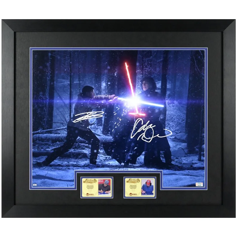 John Boyega, Adam Driver — John Boyega, Adam Driver Autographed Star Wars Force Awakens 16x20 Framed Photo