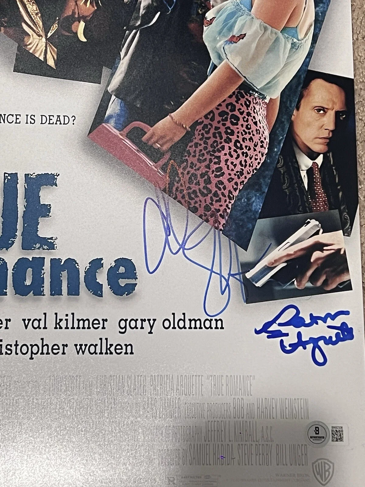 PATRCIA ARQUETTE — CHRISTIAN SLATER x PATRICIA ARQUETTE SIGNED TRUE ROMANCE 12x18 PHOTO BAS BN92336, изображение 2