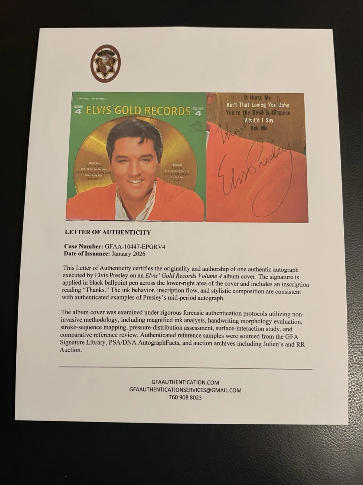 Elvis Presley Signed Gold Records Vol. 4 Album w/ GFA COA, image 3
