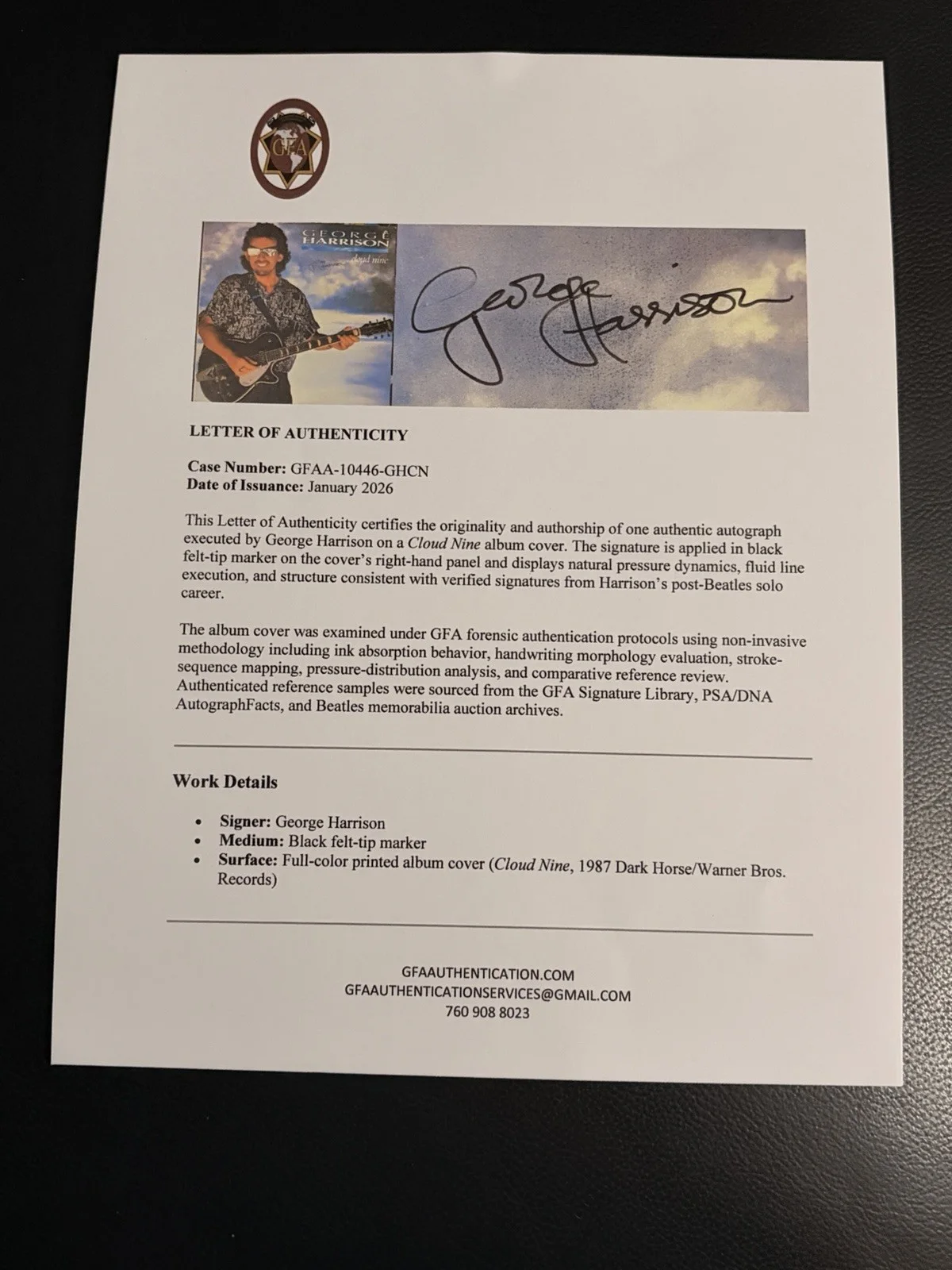 George Harrison — George Harrison Authentic Signed Cloud Nine Album -GFA COA, image 2