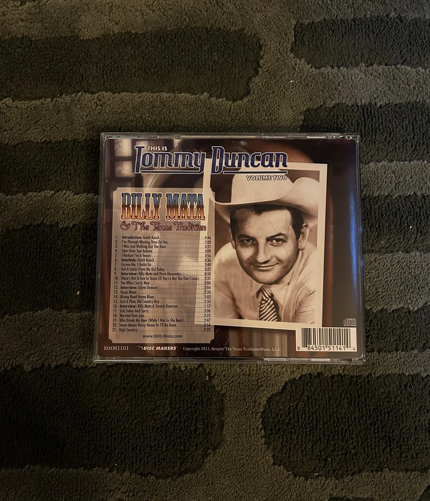 Billy Mata & The Texas Tradition Tommy Duncan Volume Two Signed Country Music CD, изображение 2