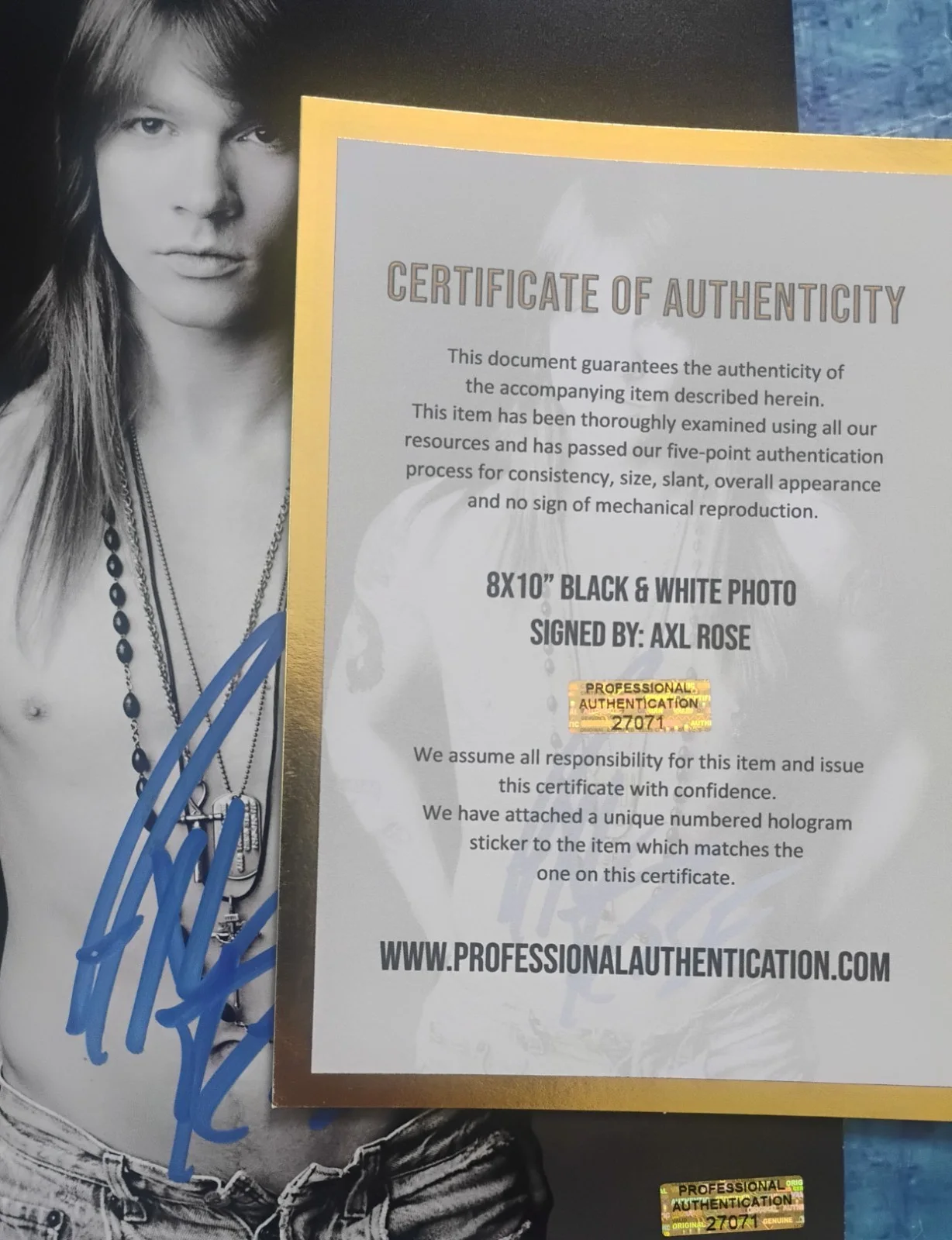Axl Rose Hand Signed Autograph 8x10 Photo COA Guns N Roses NO US TARIFFS, изображение 4