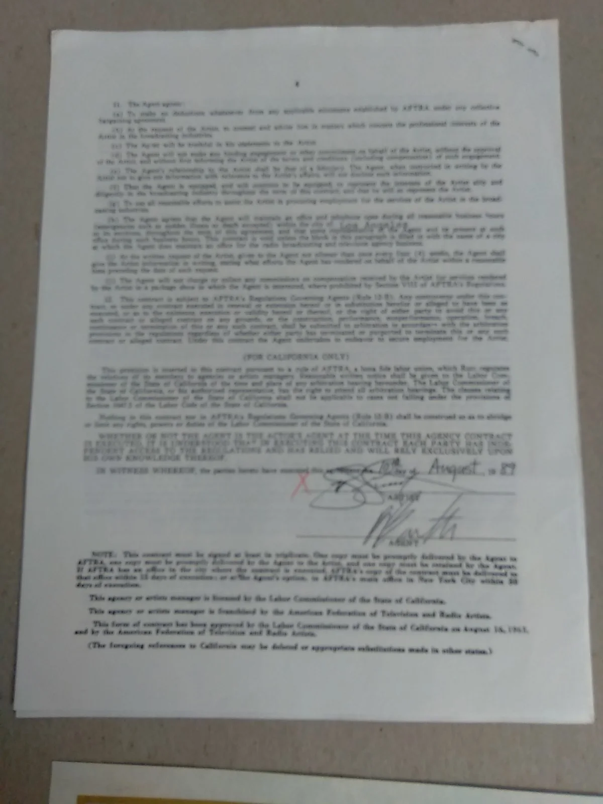 Leif Garrett Signed Contract 1989 With Certificate Of Authenticity, image 4