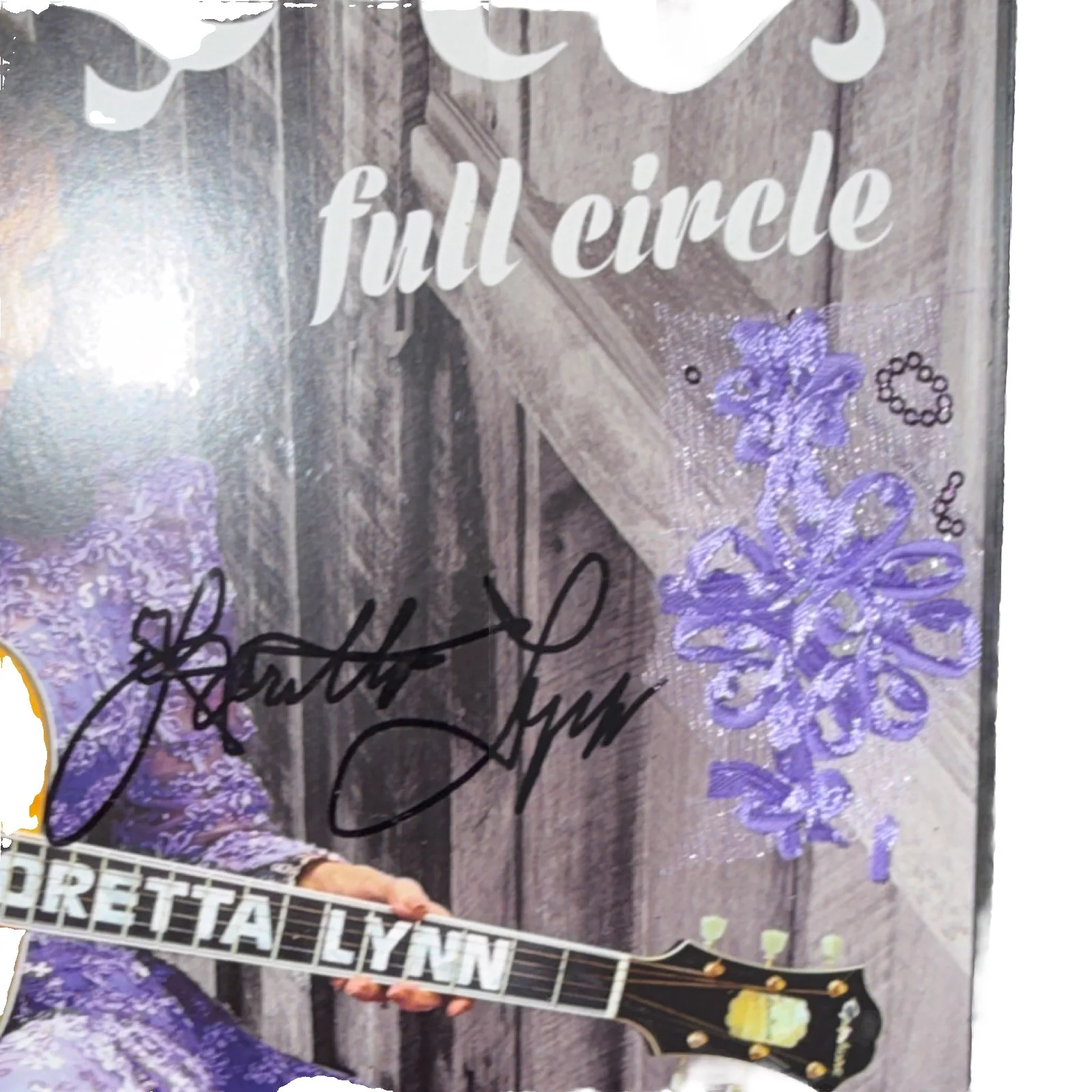Loretta Lynn Full Circle Autographed Framed Album Display Guitar Pick Original., image 2