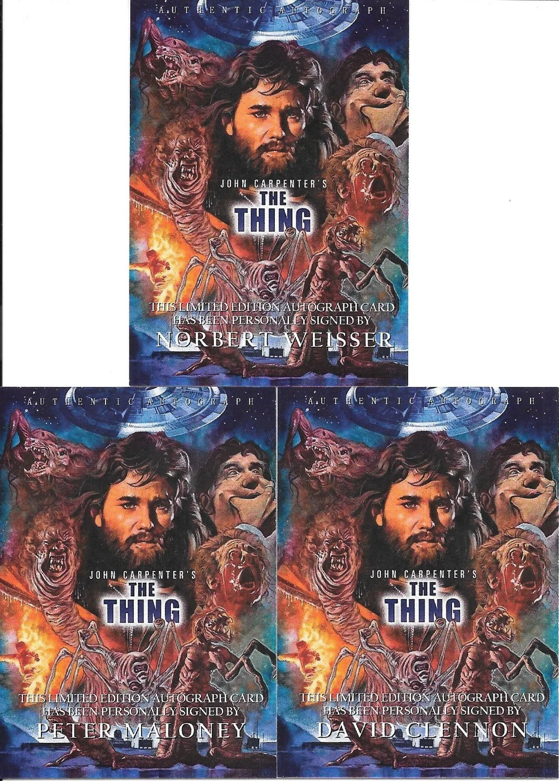 The Thing David Clennon, Peter Maloney & Norbert Weisser 3 unsigned Custom Cards, image 2