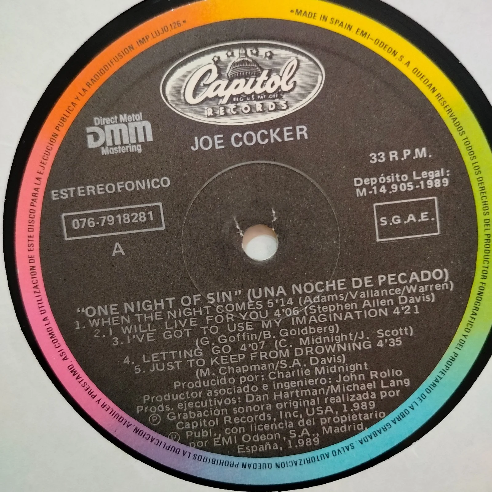 Joe Cocker Signed "One Night Of Sin" Album Cover + COA, image 5
