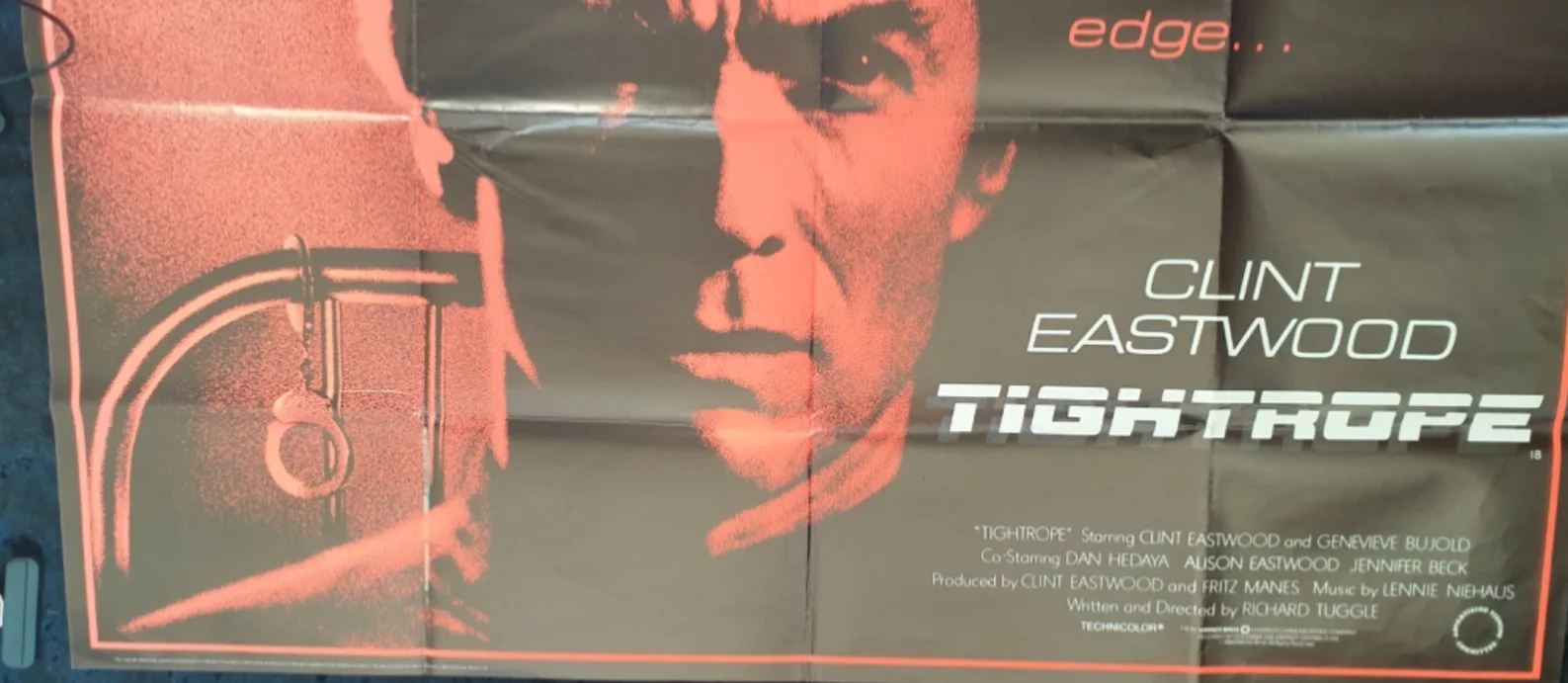 TIGHT ROPE (1984) Original UK Quad Poster Clint Eastwood Folded, image 5