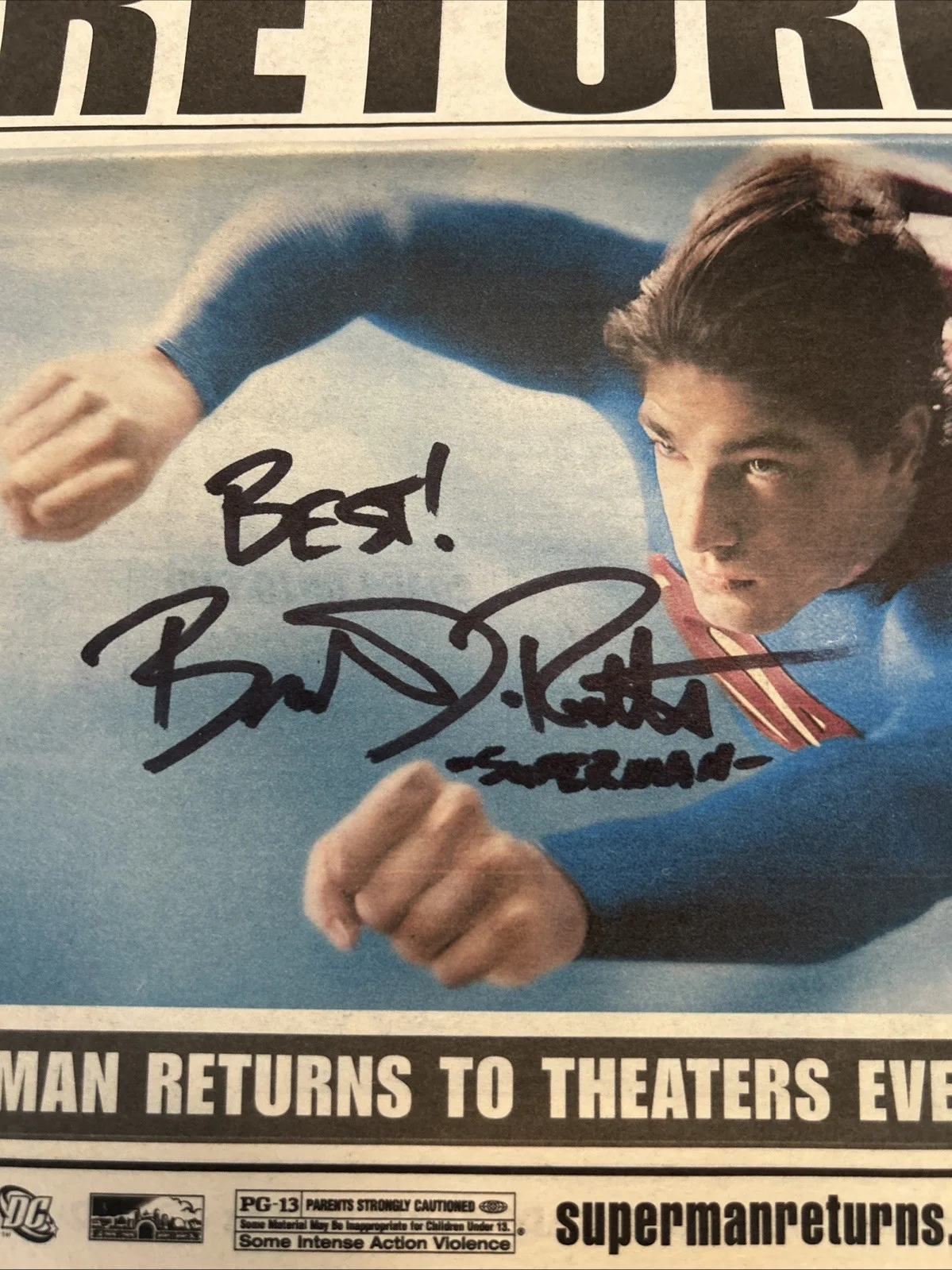 BRANDON ROUTH Signed AUTOGRAPH Superman Returns Daily Planet News Paper Psa, image 2