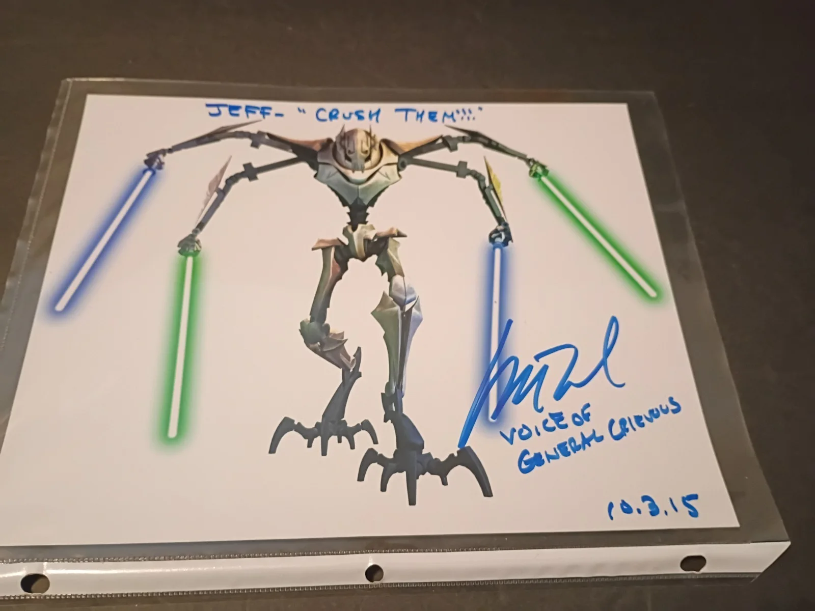 Matthew Wood — Star Wars- Matthew Wood hand signed General Grievous 8x10 photo