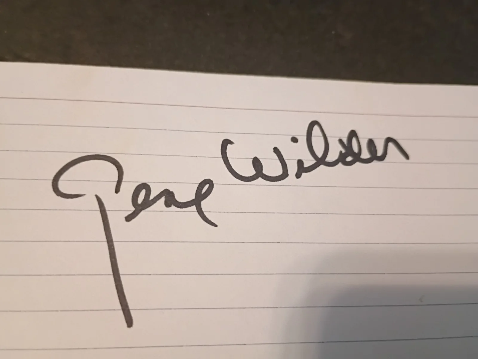 GENE WILDER, MEL BROOKS — GENE WILDER hand SIGNED INDEX CARD AUTOGRAPH, image 2