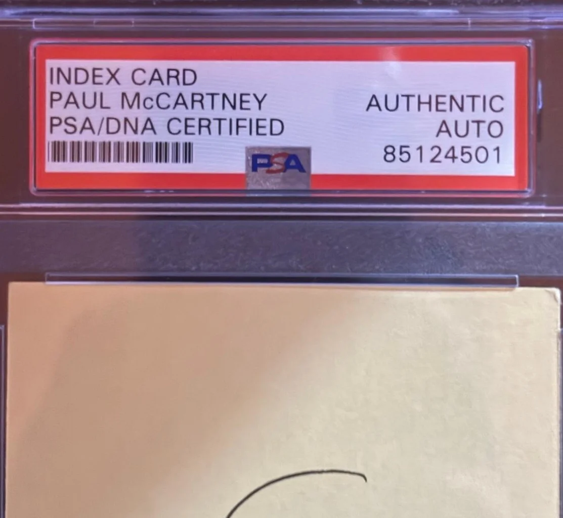 Paul MacCartney — PAUL McCARTNEY SIGNED INDEX CARD PSA ENCAPSULATED RINGO LENNON THE BEATLES, изображение 2