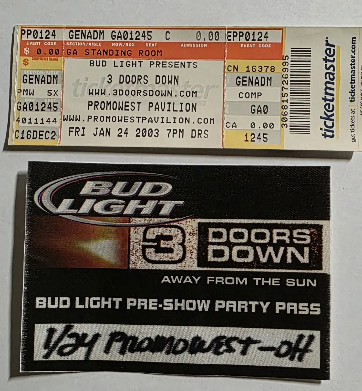 3 Doors Down Bud Light Original Signed Poster w/ Ticket & Party Pass, image 4