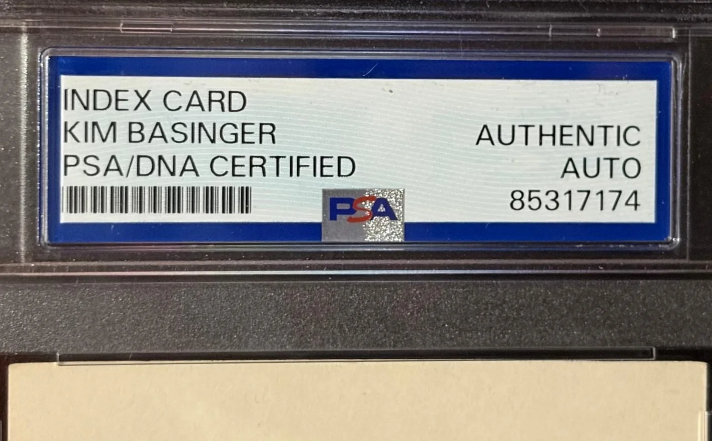 KIM BASINGER — KIM BASINGER SIGNED INDEX CARD PSA ENCAPSULATED BATMAN LA CONFIDENTIAL VINTAGE, image 2